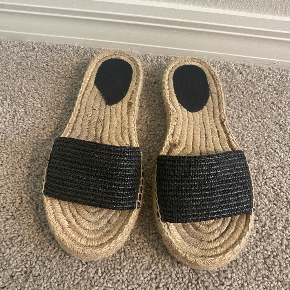 J Crew Black Woven Slide Espadrille Sandal Size 8